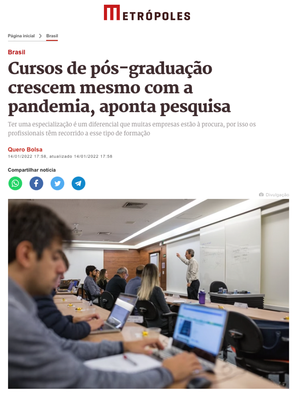 Cursos de pós-graduação crescem mesmo com a pandemia, aponta pesquisa